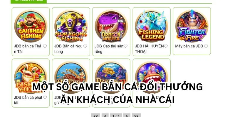 Một số game bắn cá đổi thưởng ăn khách của nhà cái