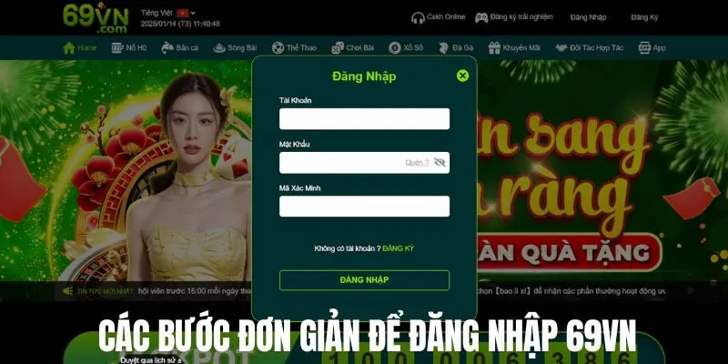 Các bước đơn giản để đăng nhập 69VN